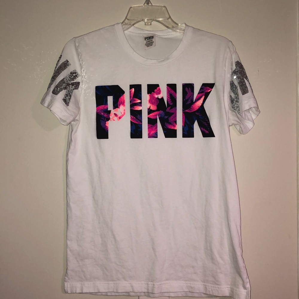 PINK sequin tee Women Size S